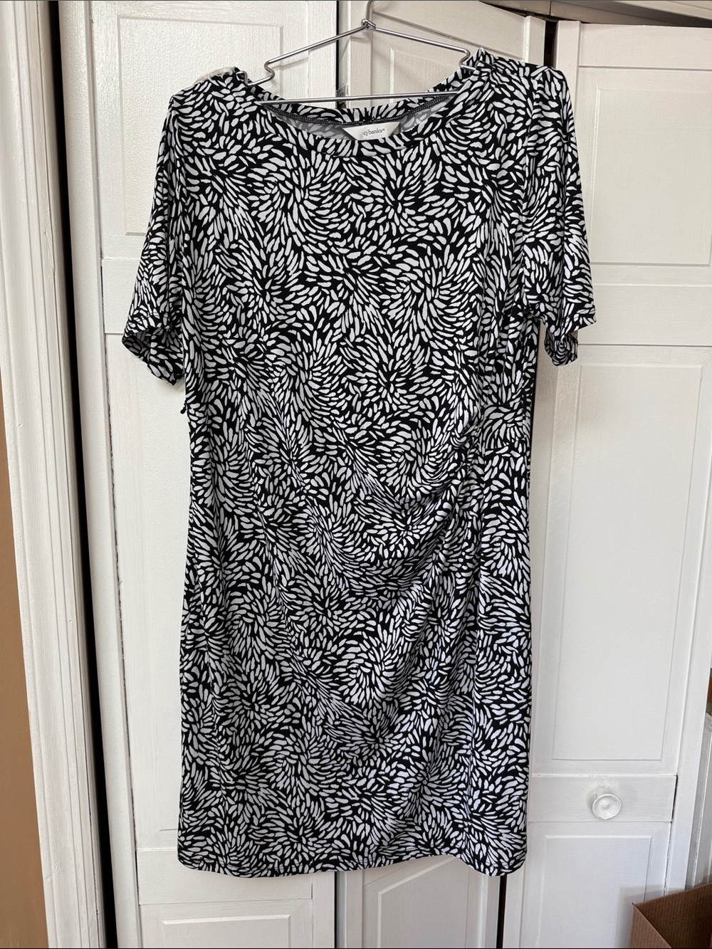 CJ Banks Black & White Printed Short Sleeve Women’s Dress